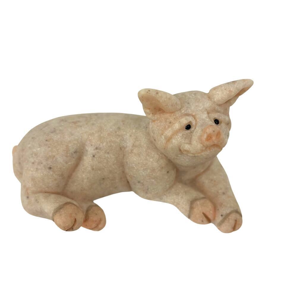 Vintage 2000 Quarry Critters Patch Pink Pig Figurine Second Nature Design 3 Inch